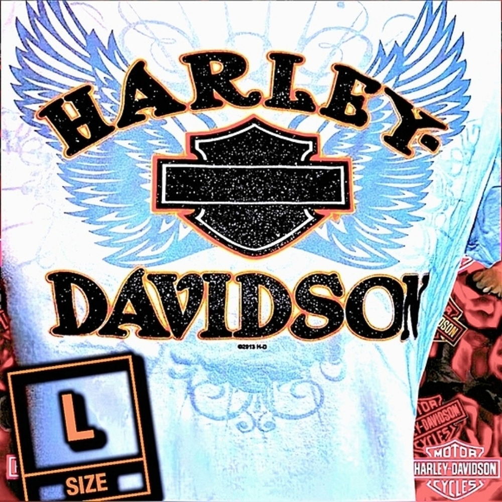 Ladies Vintage Hill City, SD Harley-Davidson Tee w/ Black Sparkle Logo Size L - Picture 2 of 11